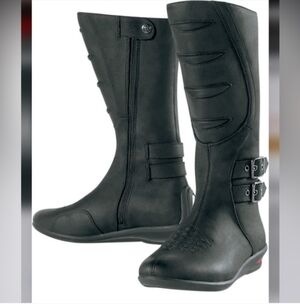 ICON Leather Women Riding Boots Black Color Biker Moto Size 9 US YKK Zippers